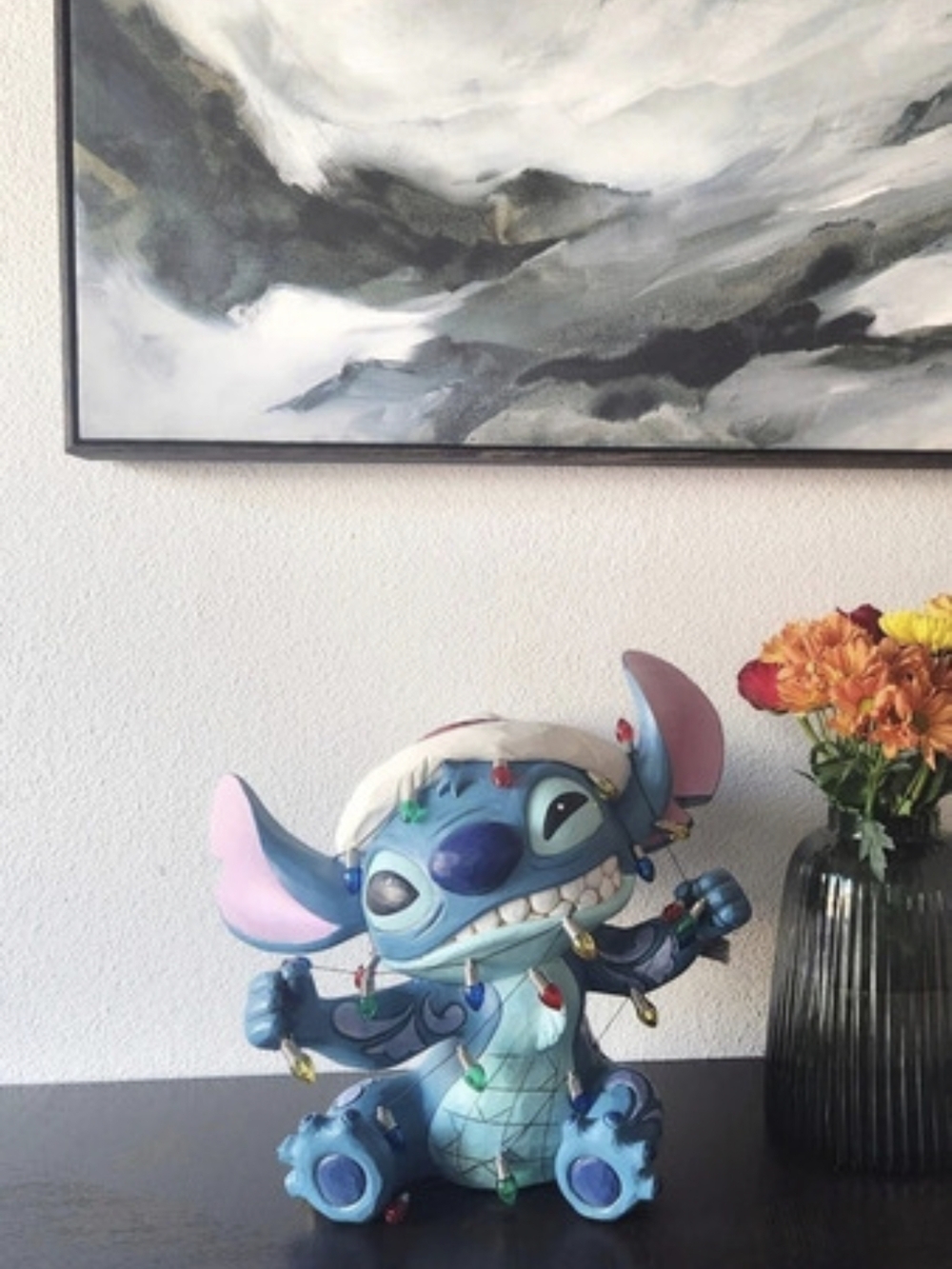 Jim Shore Disney Traditions Stitch Wrapped in Christmas Lights Figurine Holiday